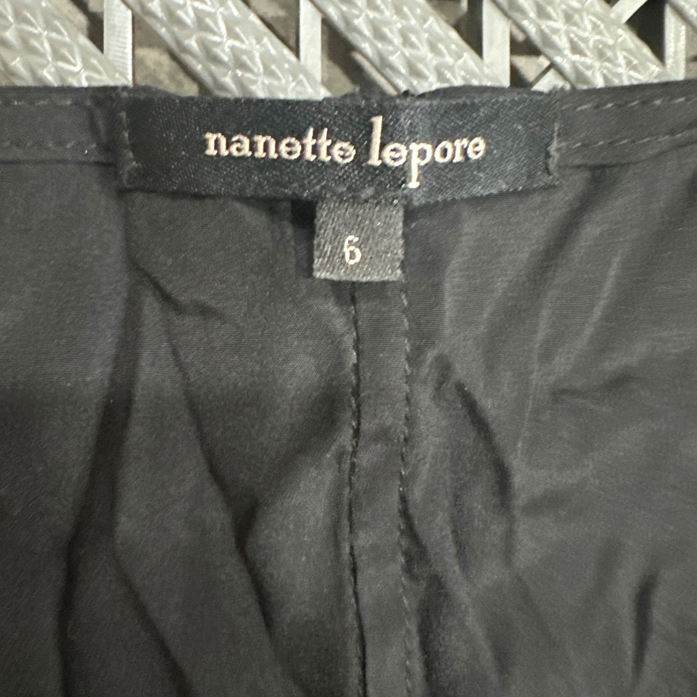 Nanette Lepore Black Silk Fringe Bib Sleeveless Blouse Top Size 6 Made in USA - Picture 3 of 6